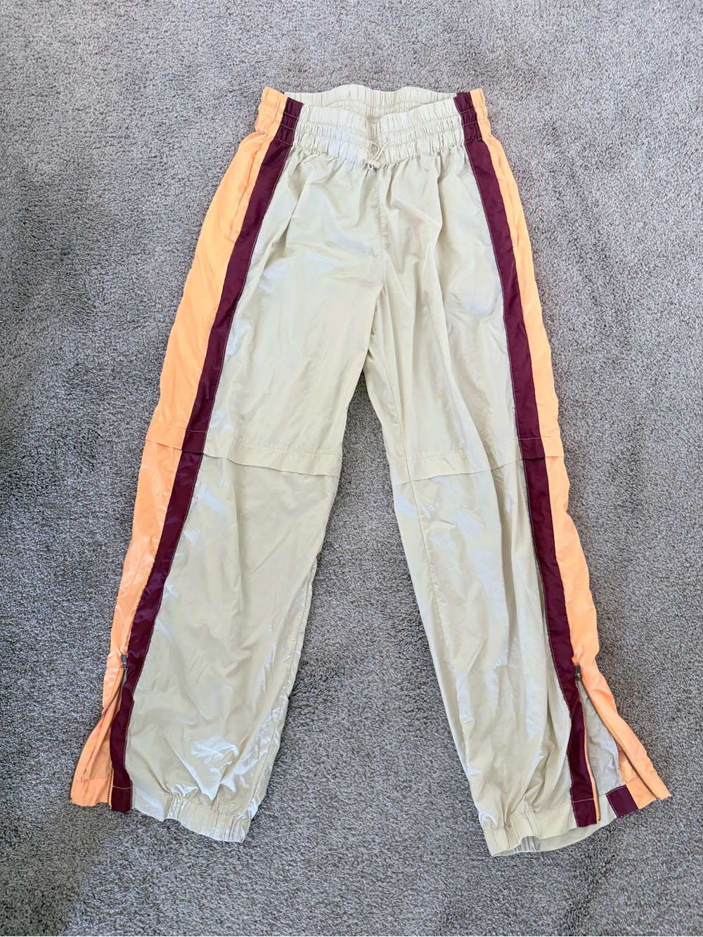 Free People Track Pants in Cream, Peach & Maroon
